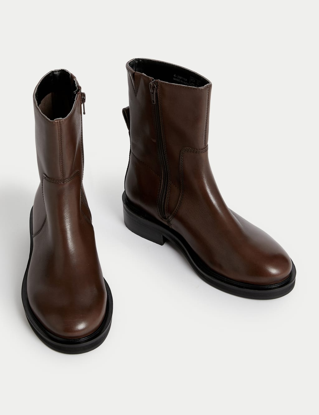 Leather Flatform Round Toe Ankle Boots image 2