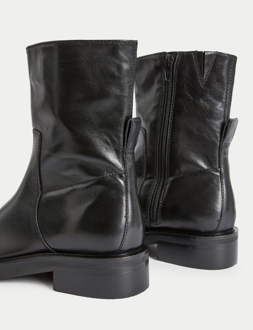 Leather Flatform Round Toe Ankle Boots image 3