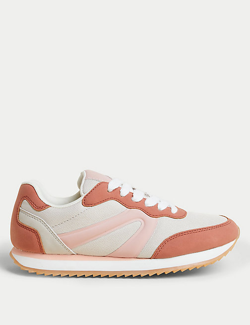 Marks And Spencer Womens M&S Collection Lace Up Side Detail Trainers - Pink Mix, Pink Mix