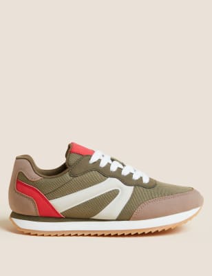 

M&S Collection Zapatillas deportivas con cordones y detalle en el lateralWomens - Khaki Mix, Khaki Mix