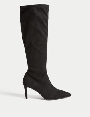 Grey knee high boots hotsell no heel