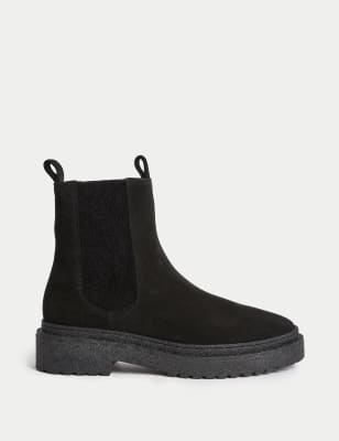 Flat suede outlet chelsea boots womens