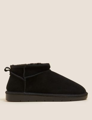 

Womens M&S Collection Suede Faux Fur Flat Ankle Boots - Black, Black