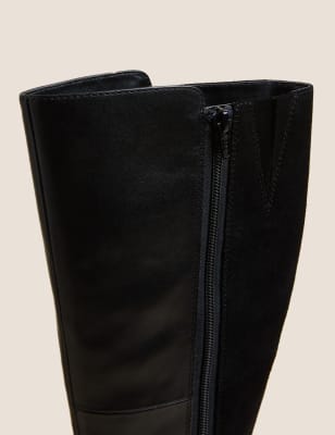 Wide fit flat hot sale knee high boots