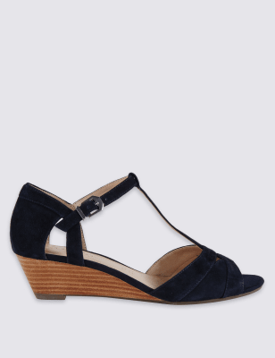 wide fit navy wedge sandals