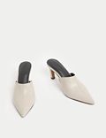 Leather Slip On Stiletto Heel Pointed Mules