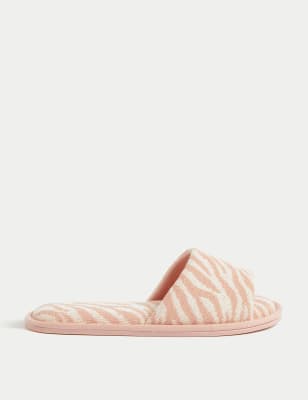 

Womens M&S Collection Zebra Print Open Toe Mule Slippers - Pink Mix, Pink Mix