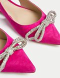 Suede Embellished Bow Slingback Shoes