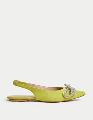 

Womens M&S Collection Suede Embellished Bow Slingback Shoes - Lime, Lime