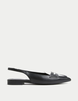 Leather Flat Slingback Shoes - GR