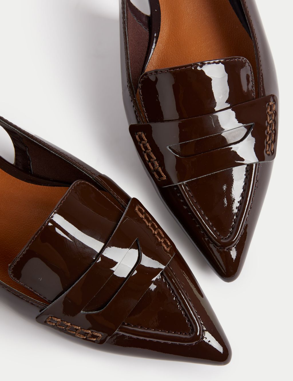 Leather Slip On Flat Slingback Shoes image 3