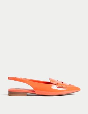 

Womens M&S Collection Leather Slip On Flat Slingback Shoes - Tangerine, Tangerine