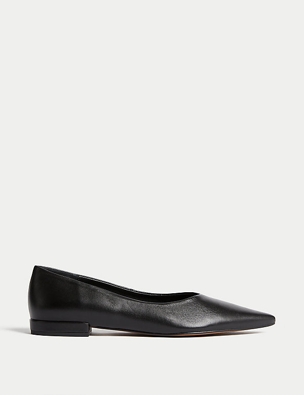 Leather Slip On Flat Pointed Pumps - MV