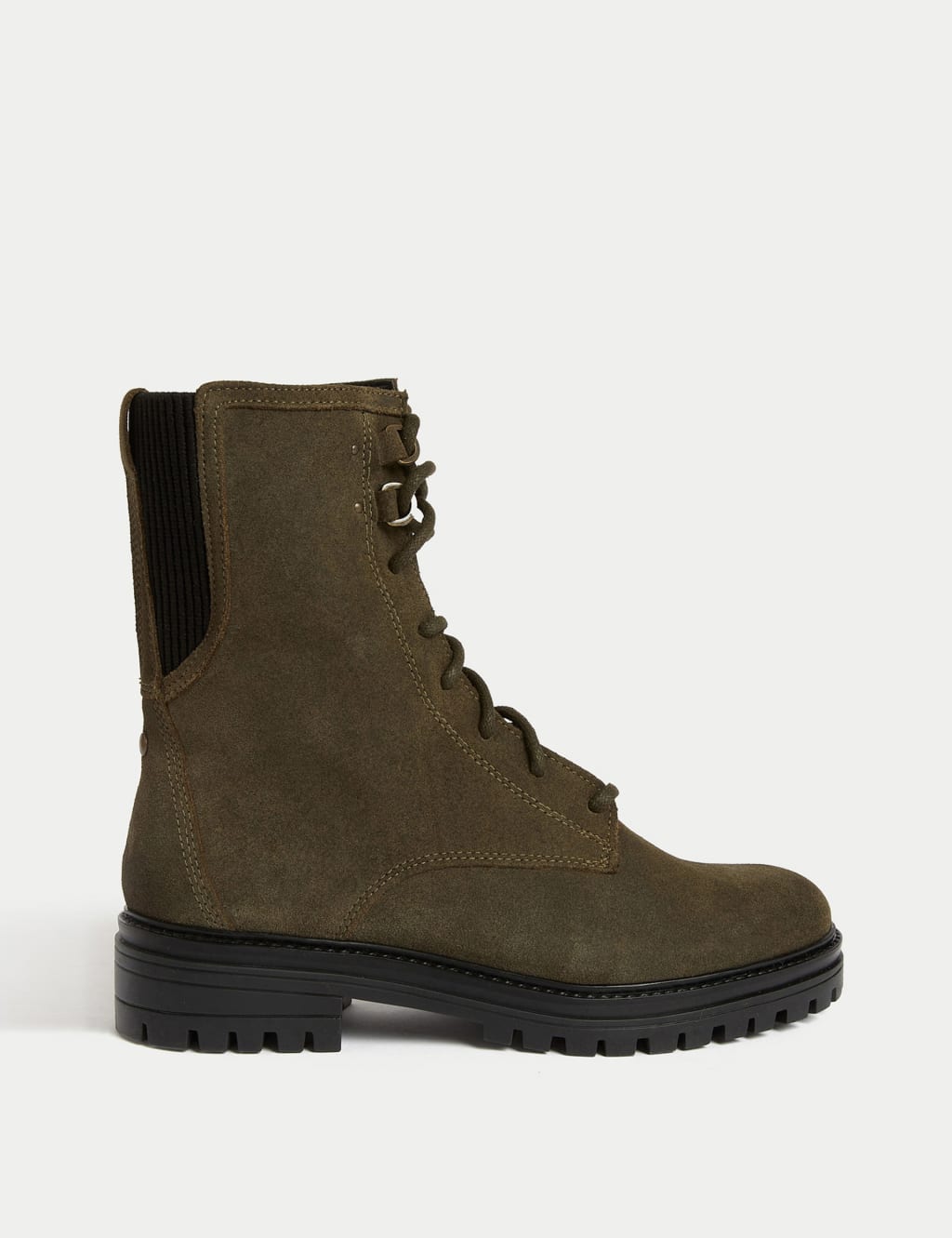 Wide Fit Suede Lace Up Flat Ankle Boots image 1