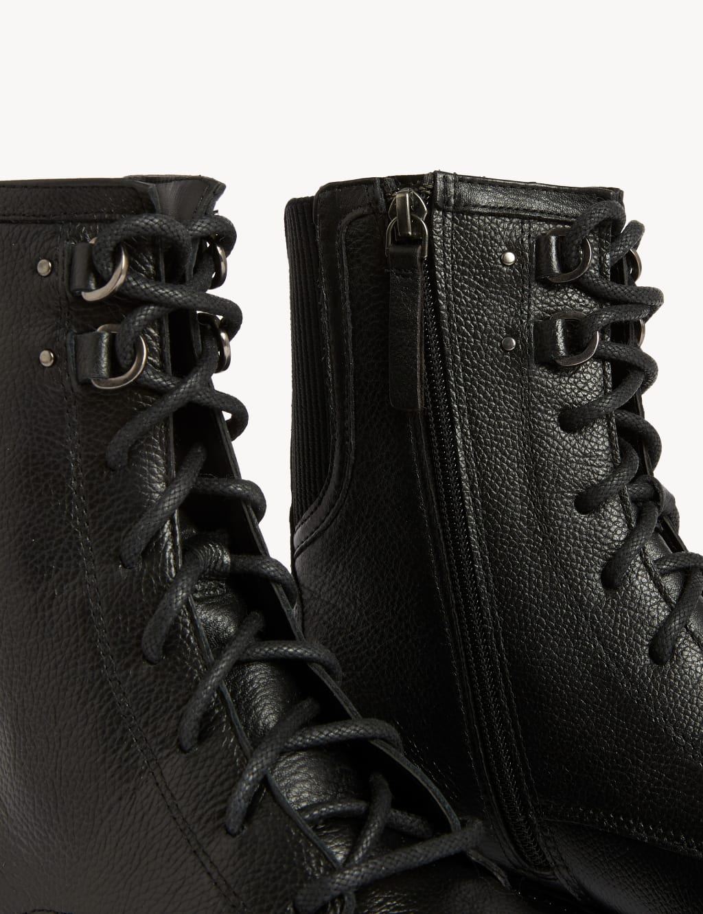 Wide Fit Leather Lace Up Flat Ankle Boots image 3
