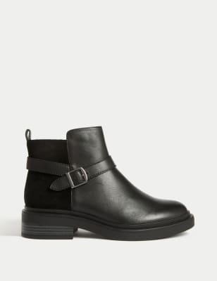 Grey buckle ankle clearance boots