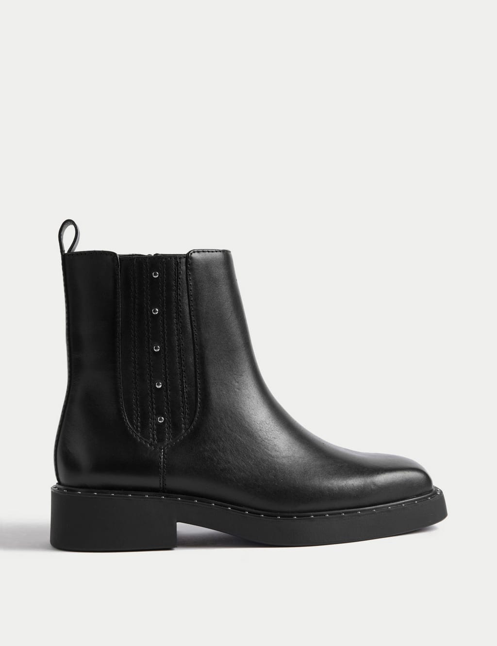 Wide Fit Leather Chelsea Studded Flat Boots image 1