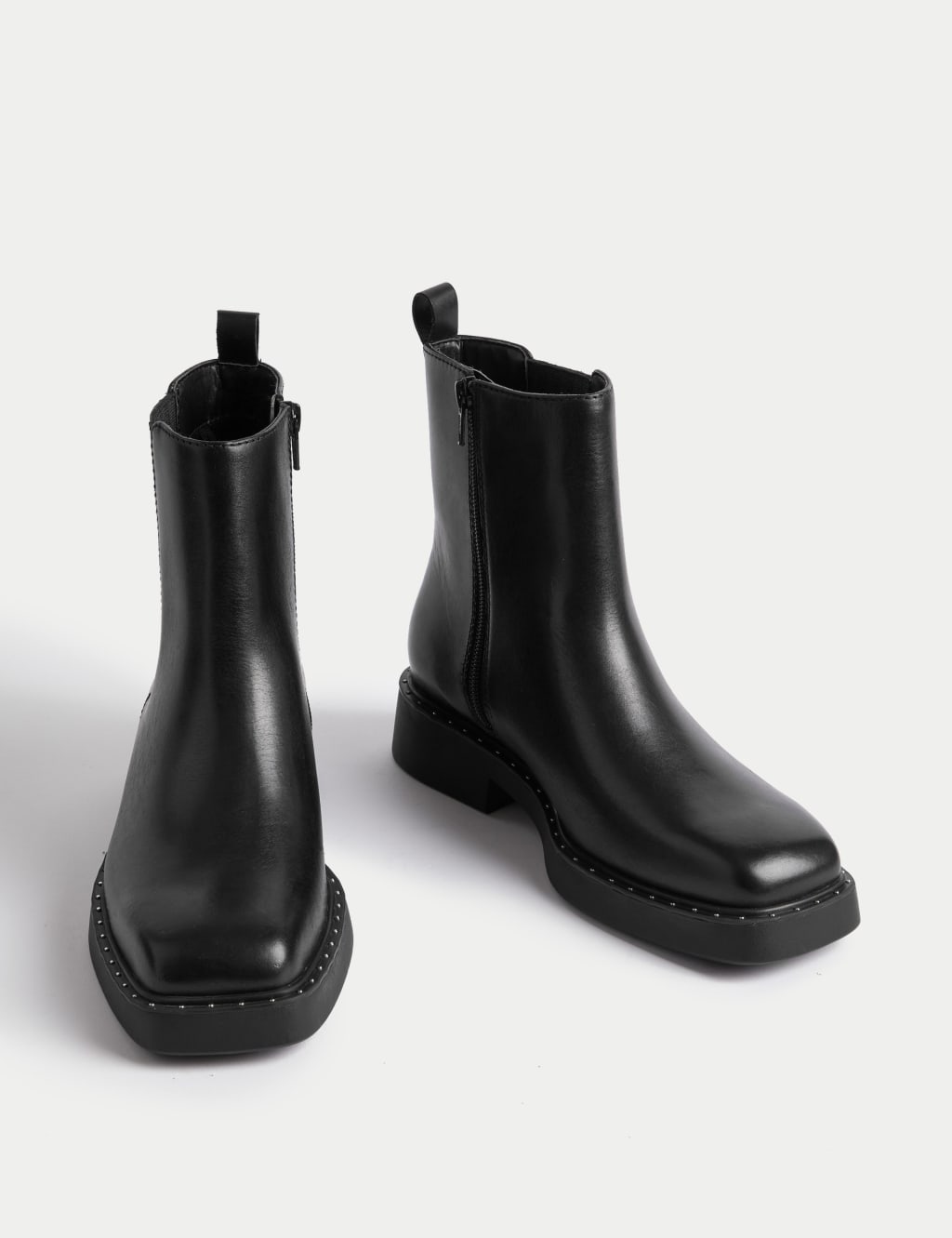 Wide Fit Leather Chelsea Studded Flat Boots image 2