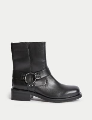 Flat black sale leather ankle boots