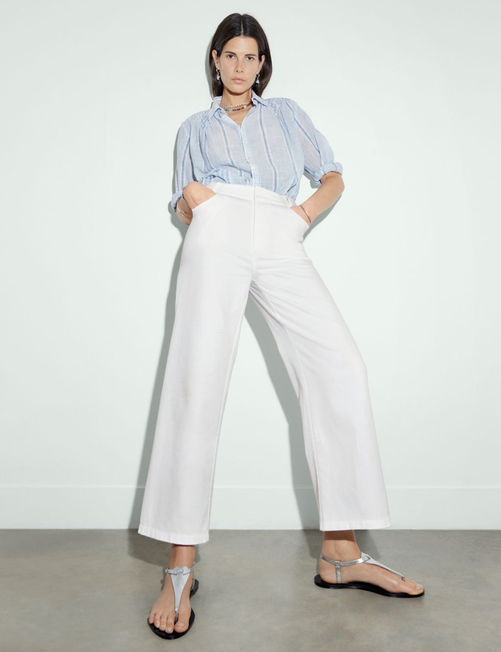 Pure Cotton Lace-Up Detail Trousers