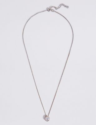 Sterling Silver Floating Stone Diamanté Necklace - AT