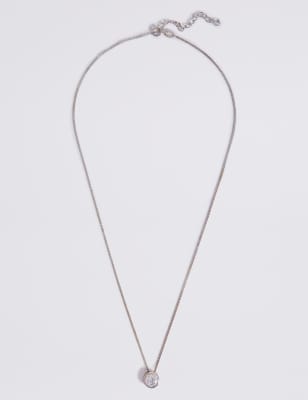 Sterling Silver Floating Stone Diamanté Necklace - ES