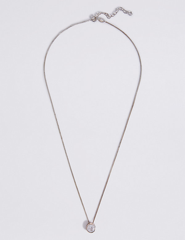 Sterling Silver Floating Stone Diamanté Necklace - CA