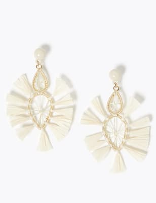 Oorhangers met raffia kwastje