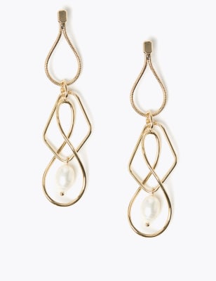 Pendants d'oreilles en spirale, orn&eacute;s d&rsquo;une perle