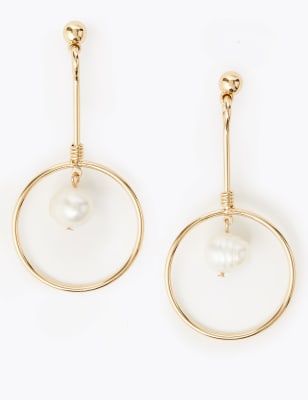 Oorhangers met staafje en zoetwaterparel