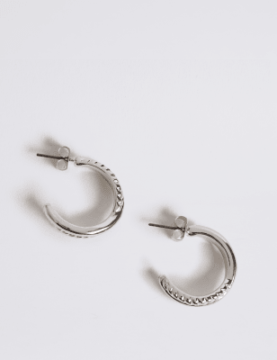 Silver Plated Twisted Hoop Earrings | M&S Collection | M&S