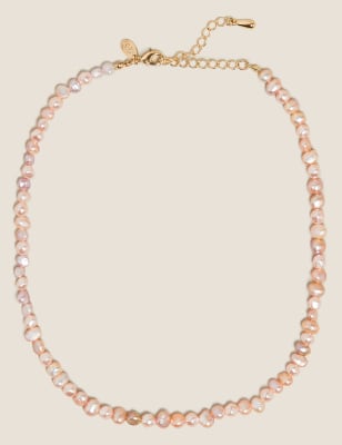  Collier court à petites perles d'eau douce - Rose