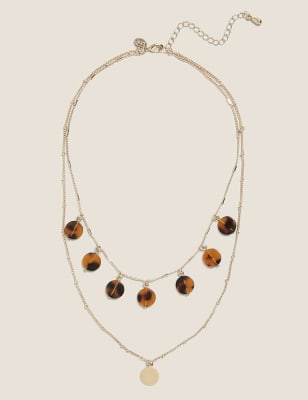  Collier composé de pièces à motif écaille de tortue, effet superposé - Marron Assorti