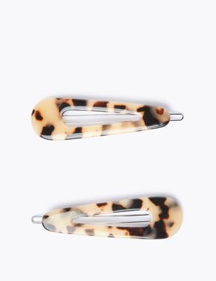 2 Pack Tortoiseshell Print Hair Clips | M&S Collection | M&S