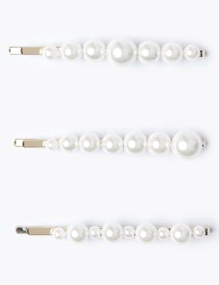 3 Pack Pearl Hair Clips Jewellery Marks And Spencer Es