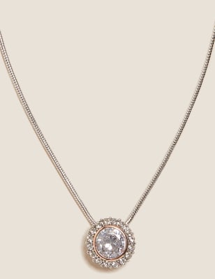  Collier avec pendentif à bordure rose - Argent Assorti