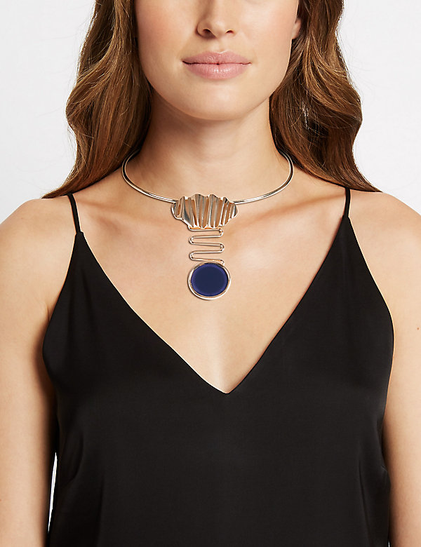 Crinkle Circle Drop Necklace - US