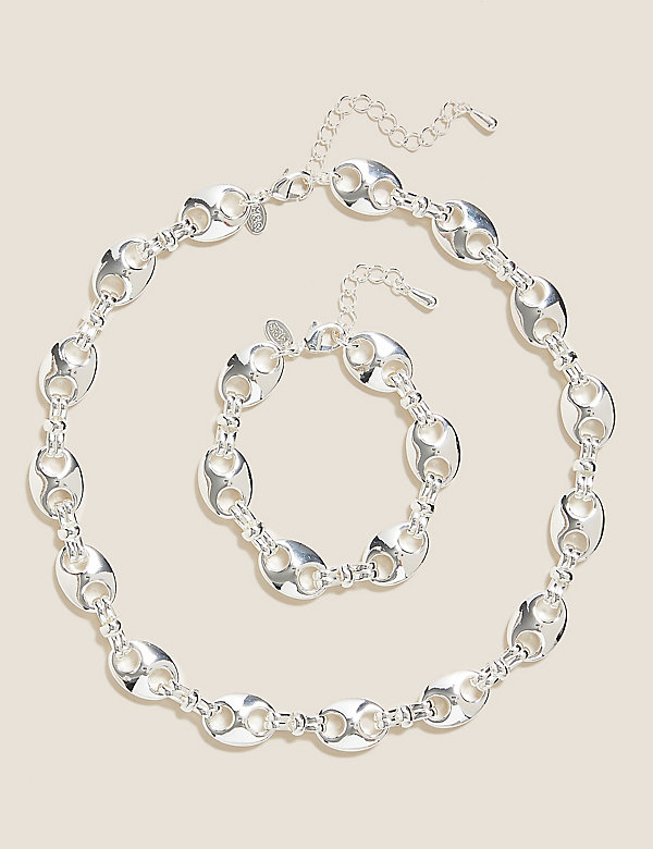 Chunky Chain Necklace & Bracelet Set - BG