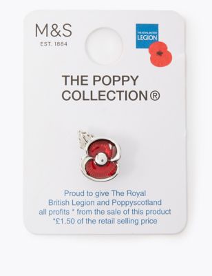  The Poppy Collection® - Broche en émail à motif coquelicot - Argent Assorti
