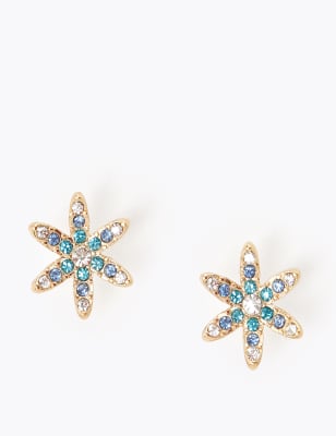 Oorknoppen met bloem en glittersteentjes