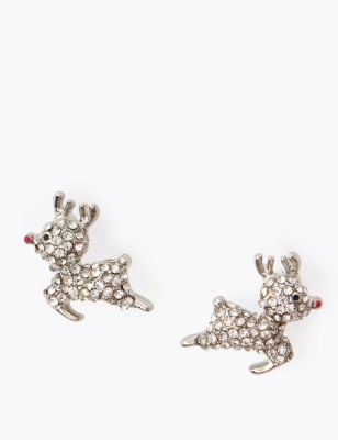 Puces d'oreilles en cristal &agrave; motif Rudolph