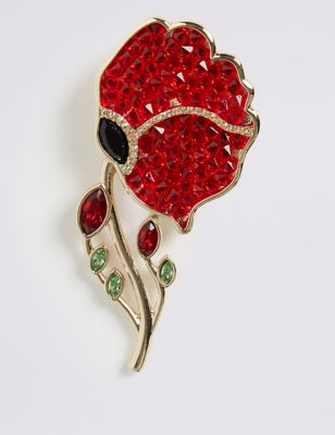 The Poppy Collection® Poppy Brooch with Swarovski® Crystals | M&S ...