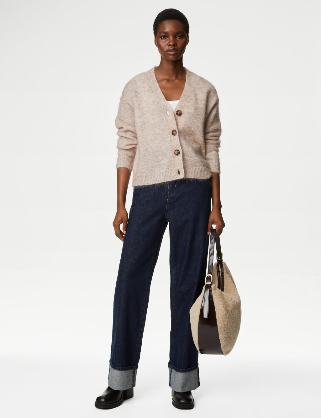 Mohair Blend V-Neck Button Front Cardigan image 4