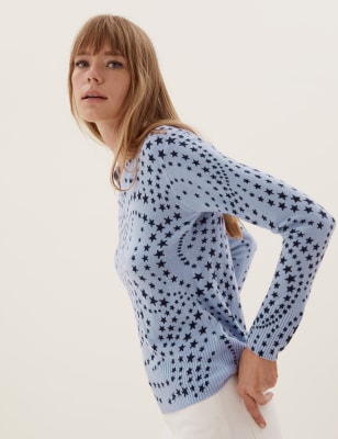 

M&S Collection Jersey informal supersuave de escote en pico con diseño de estrellasWomens - Medium Blue Mix, Medium Blue Mix