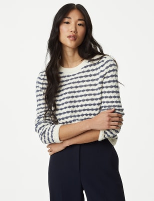 

Womens M&S Collection Striped Crew Neck Jumper - Blue Mix, Blue Mix