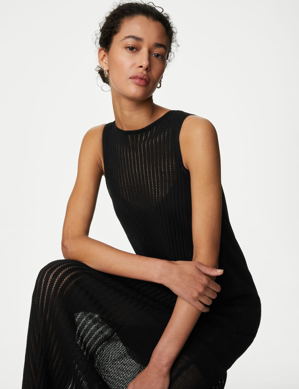 SECOND SKIN RIBBED CAMI MAXI DRESS (BLACK)