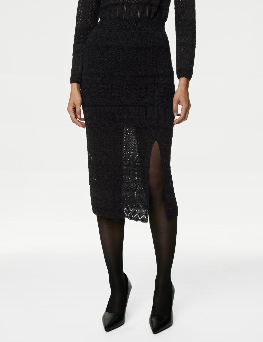 Sparkly Side Split Midi Skirt image 3