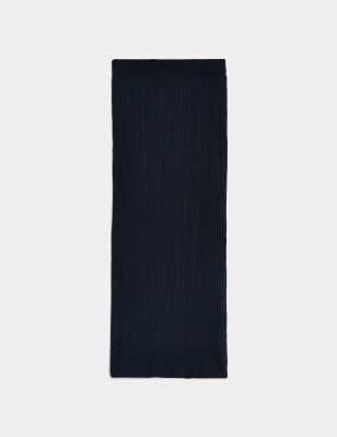 Ribbed Knitted Side Split Midi Skirt