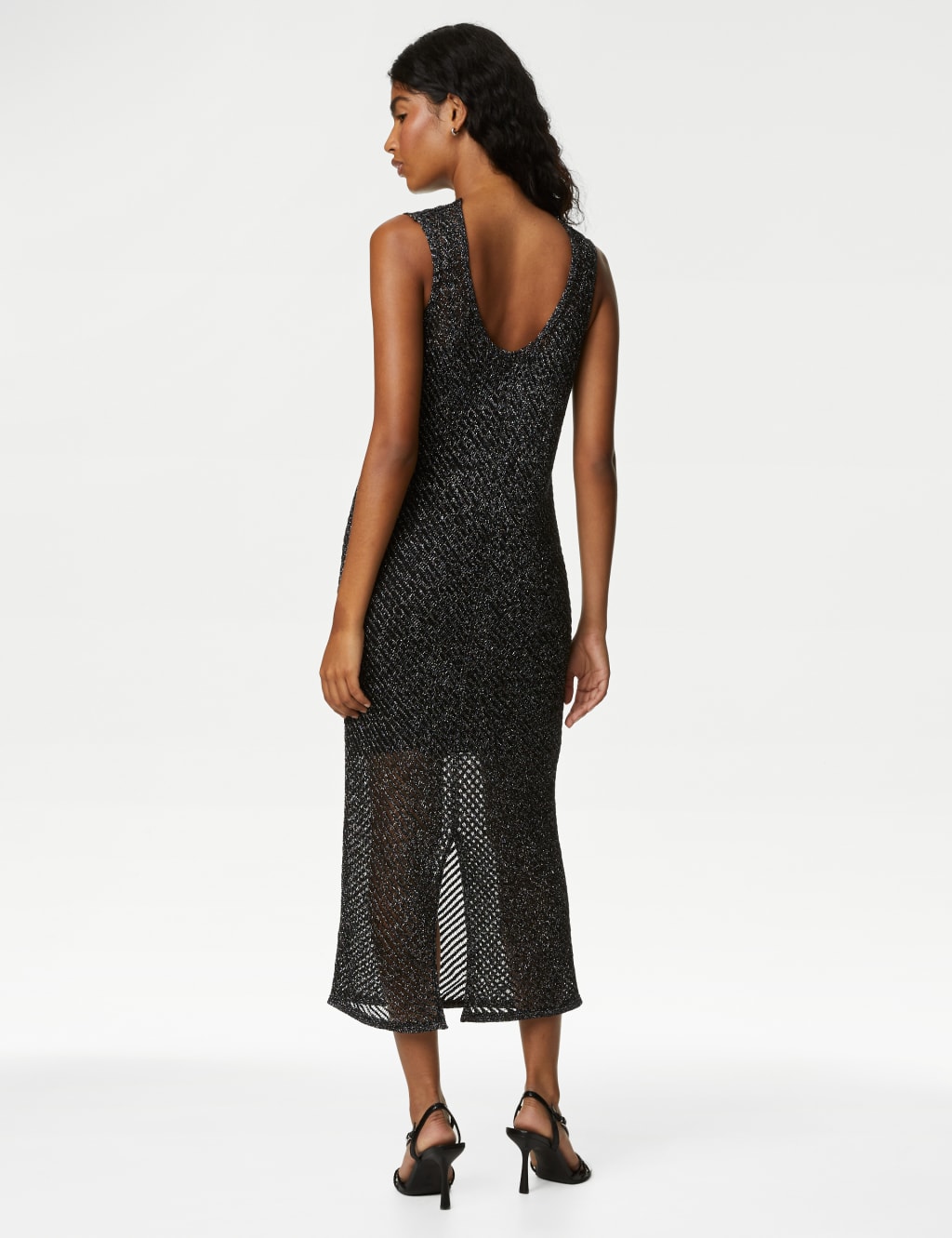 Cotton Rich Metallic Knitted Midi Dress image 5