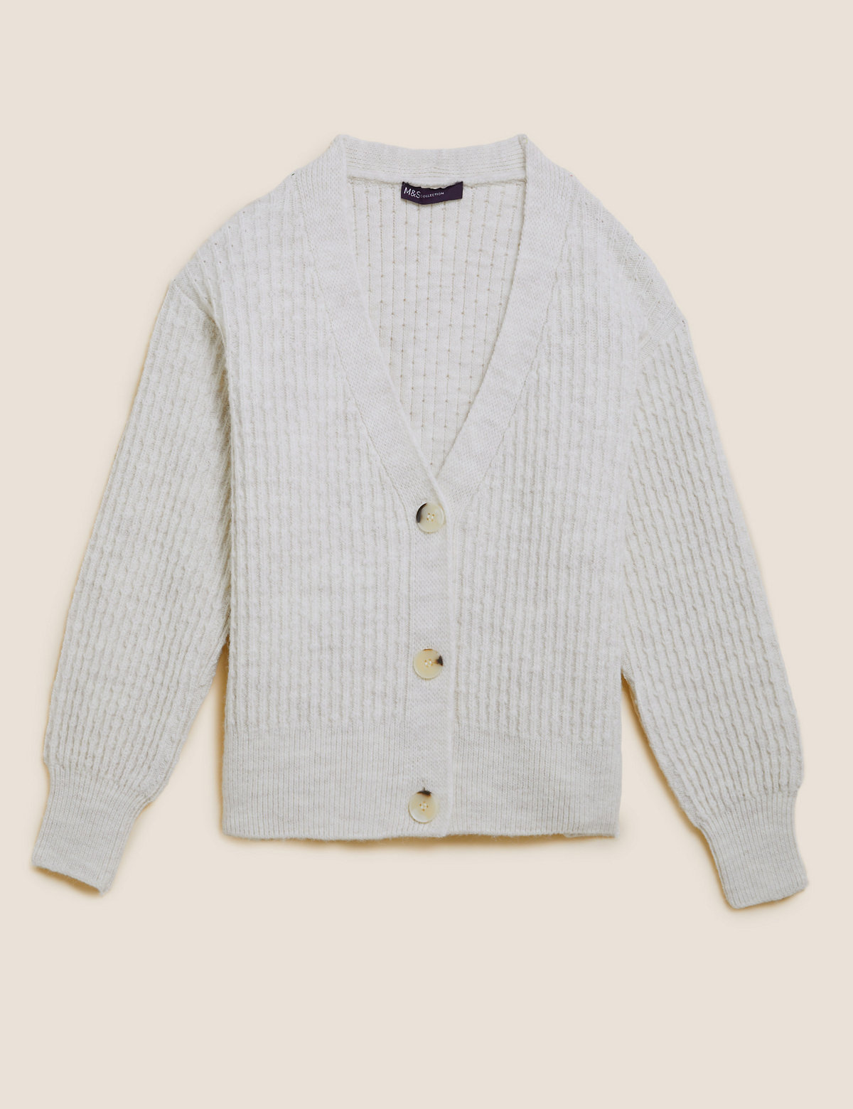 Textured V-Neck Button Front Cardigan